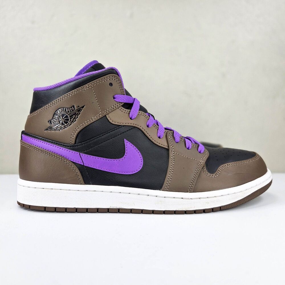 Nike Air Jordan 1 Mid Palomino Wild Berry Purple Mocha Sz 13 - Picture 3 of 9